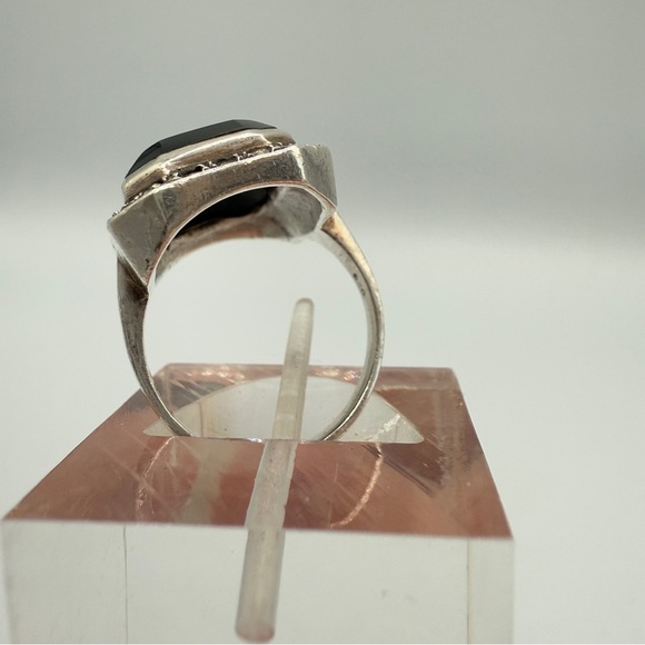 Art Deco 925 Silver Cocktail Ring in Black Accent and Marcasite Size - Picture 11 of 17